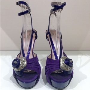 Versace purple flower platforms